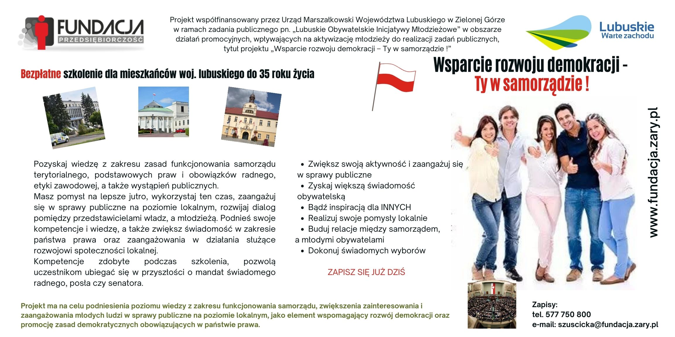 Bezpłatne szkolenie dla mieszkańców woj. lubuskiego do 35 roku życia