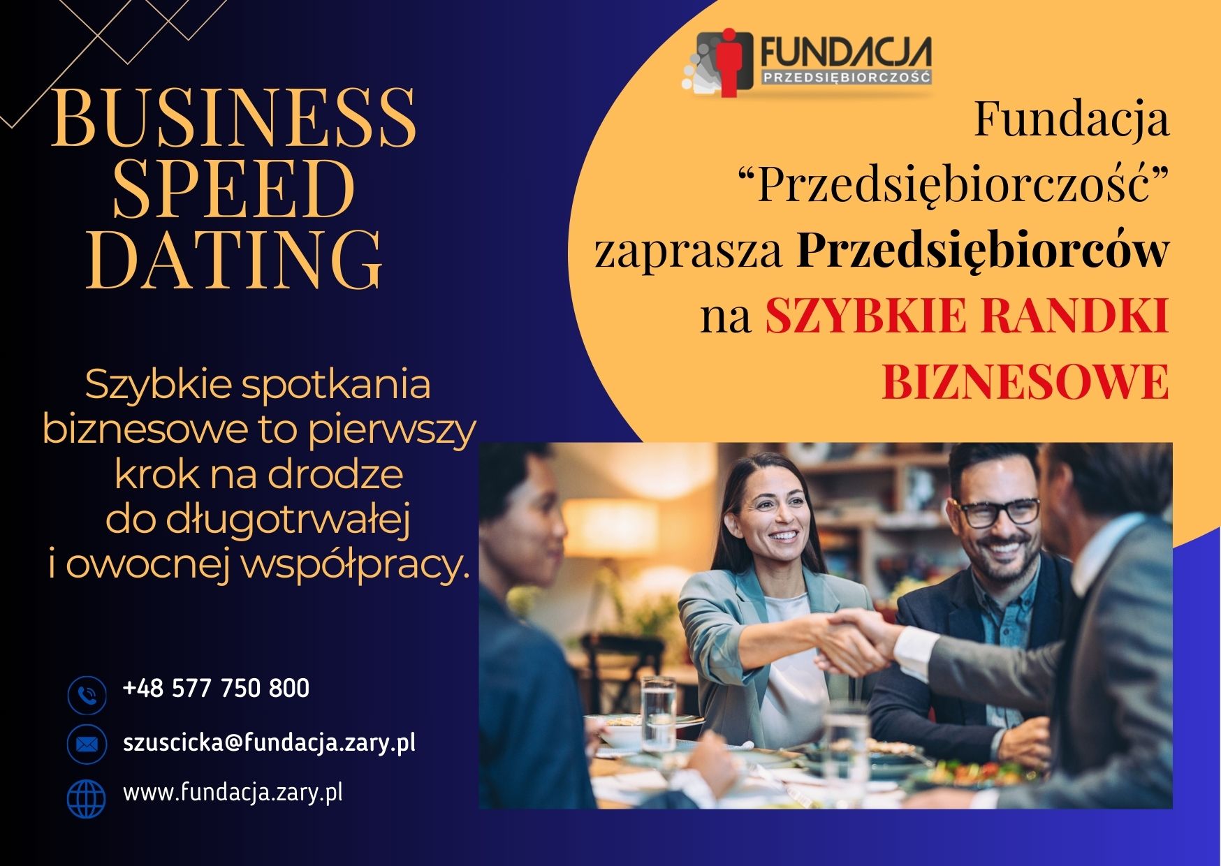 Fundacja “Przedsiębiorczość” zaprasza Przedsiębiorców na SZYBKIE RANDKI BIZNESOWE