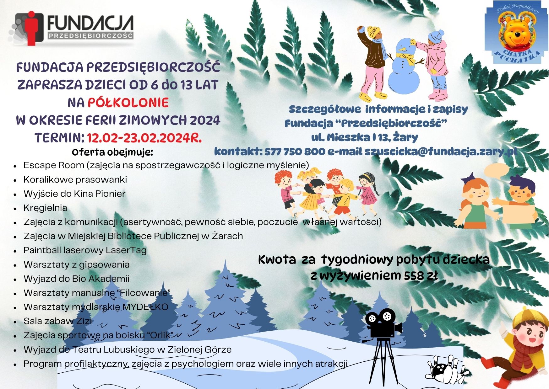 Półkolonia w czasie ferii zimowych 2024r.