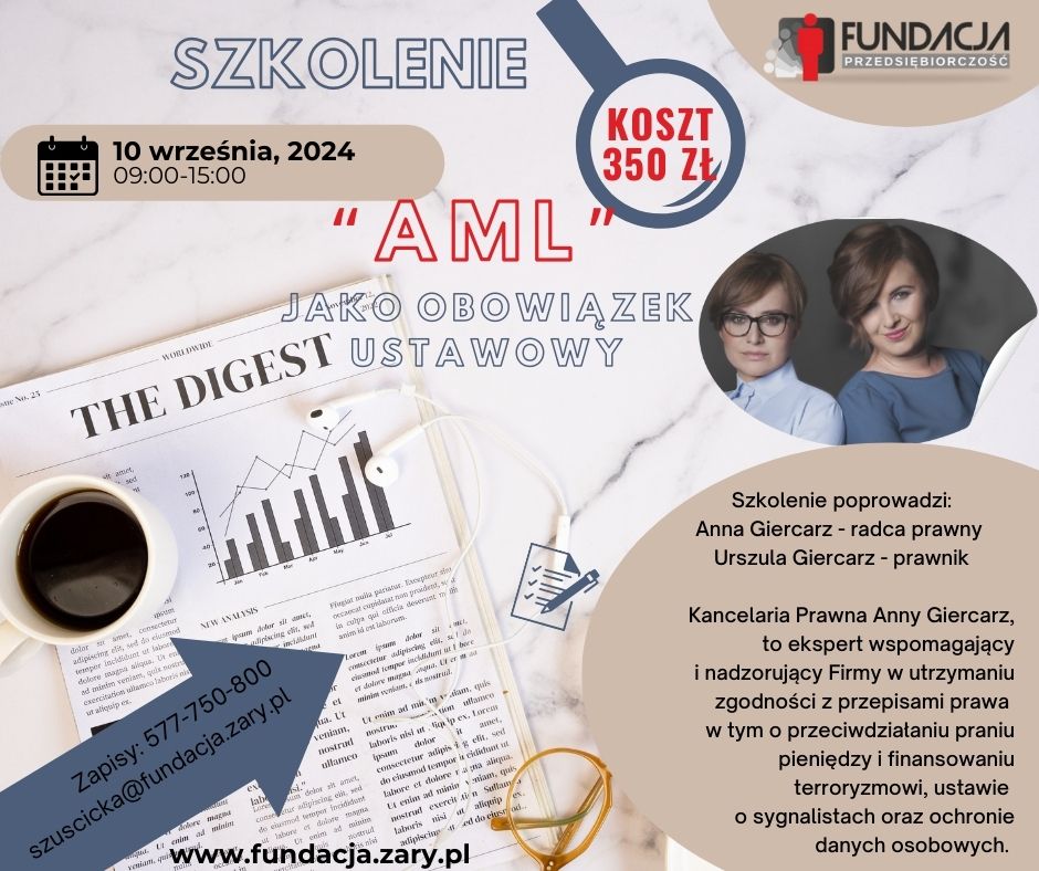 Szkolenie “AML” jako obowiązek ustawowy / Ustawa o sygnalistach- wchodzi w życie 25 września 2024r.