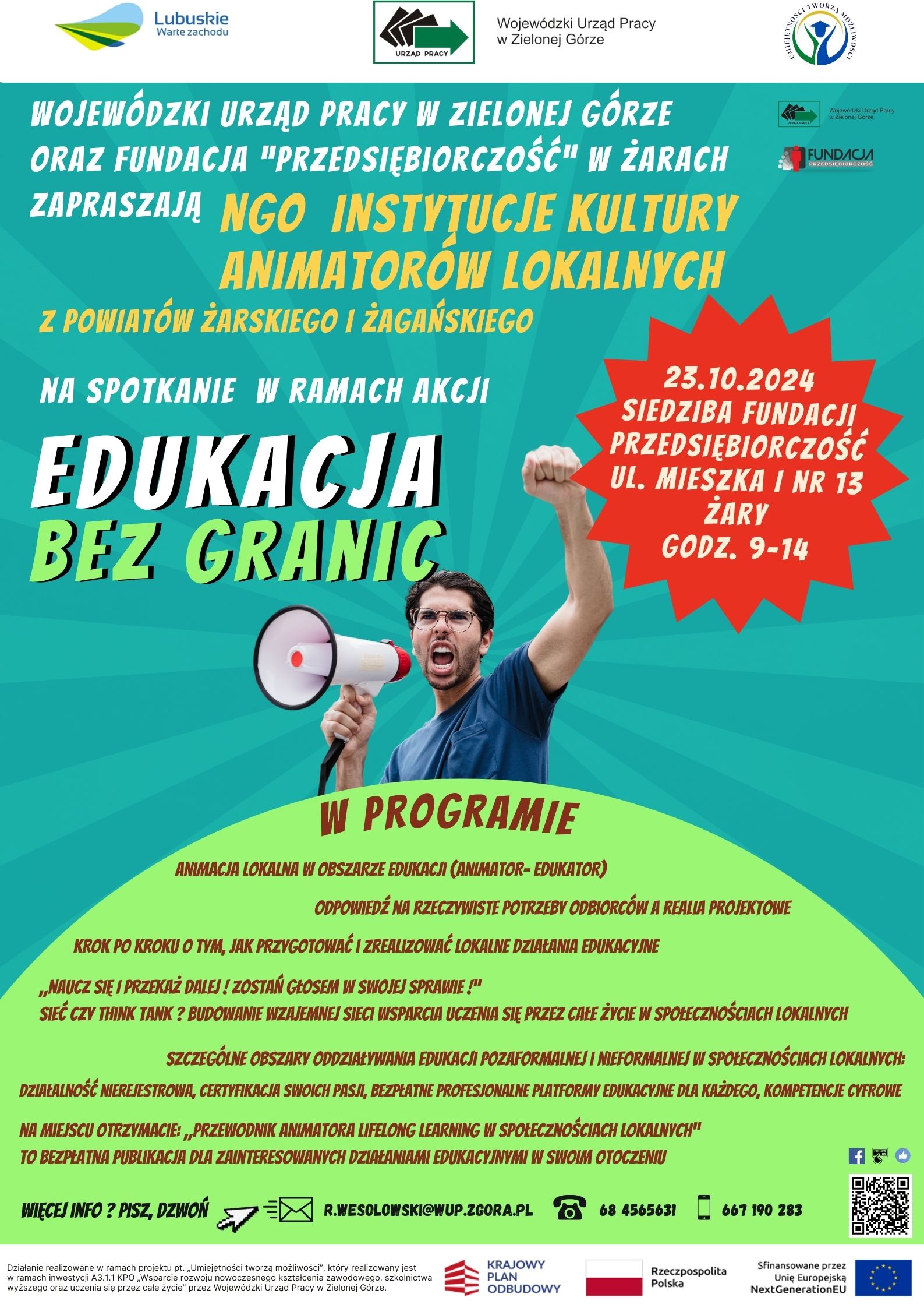 Zapraszamy na spotkanie z NGO i instytucjami kultury w społecznościach lokalnych pt .„Edukacja bez granic”,