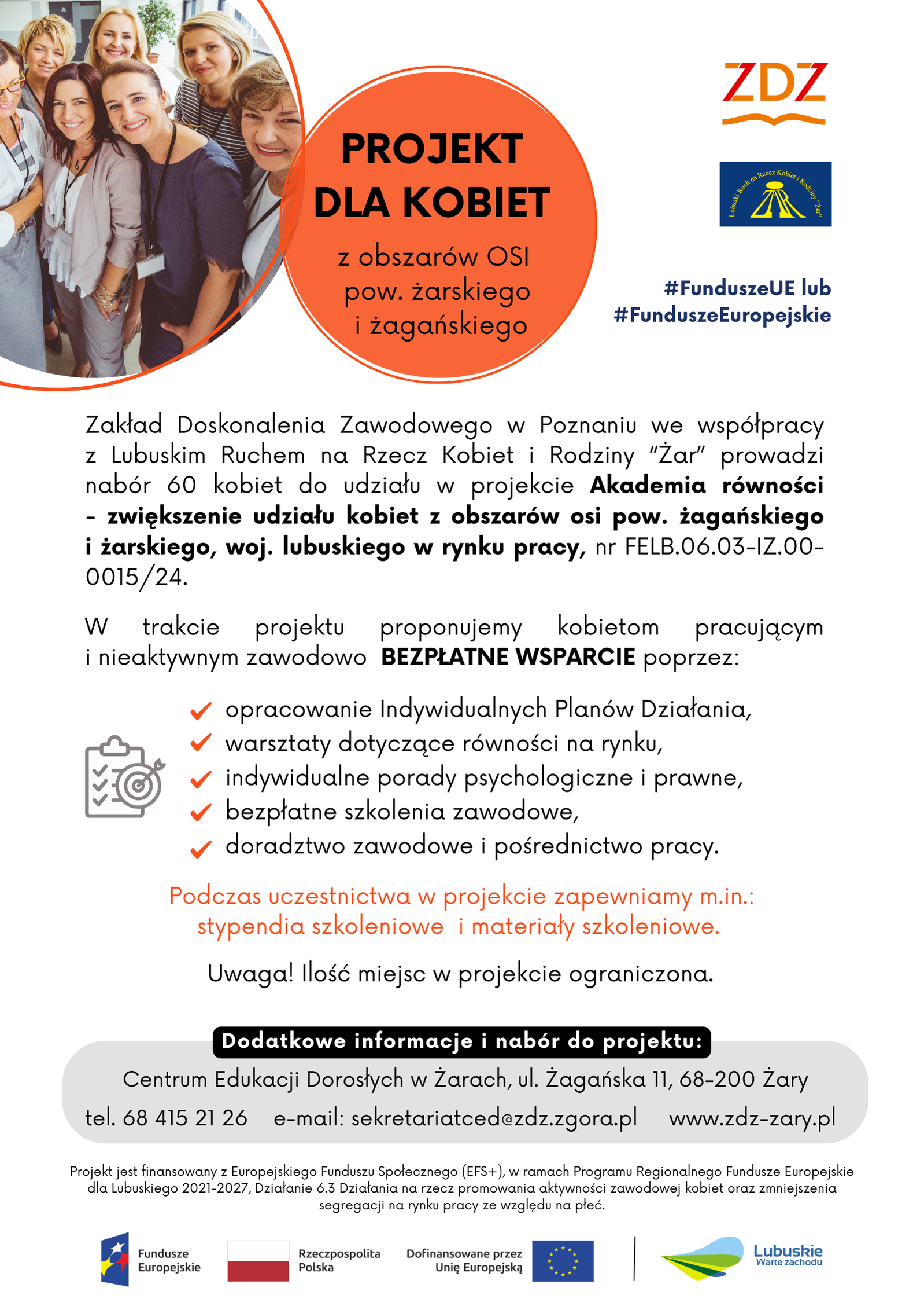AKADEMIA RÓWNOŚCI – zwiększenie udziału kobiet z obszarów OSI pow. Żagańskiego i Żarskiego, woj. Lubuskiego w rynku pracy