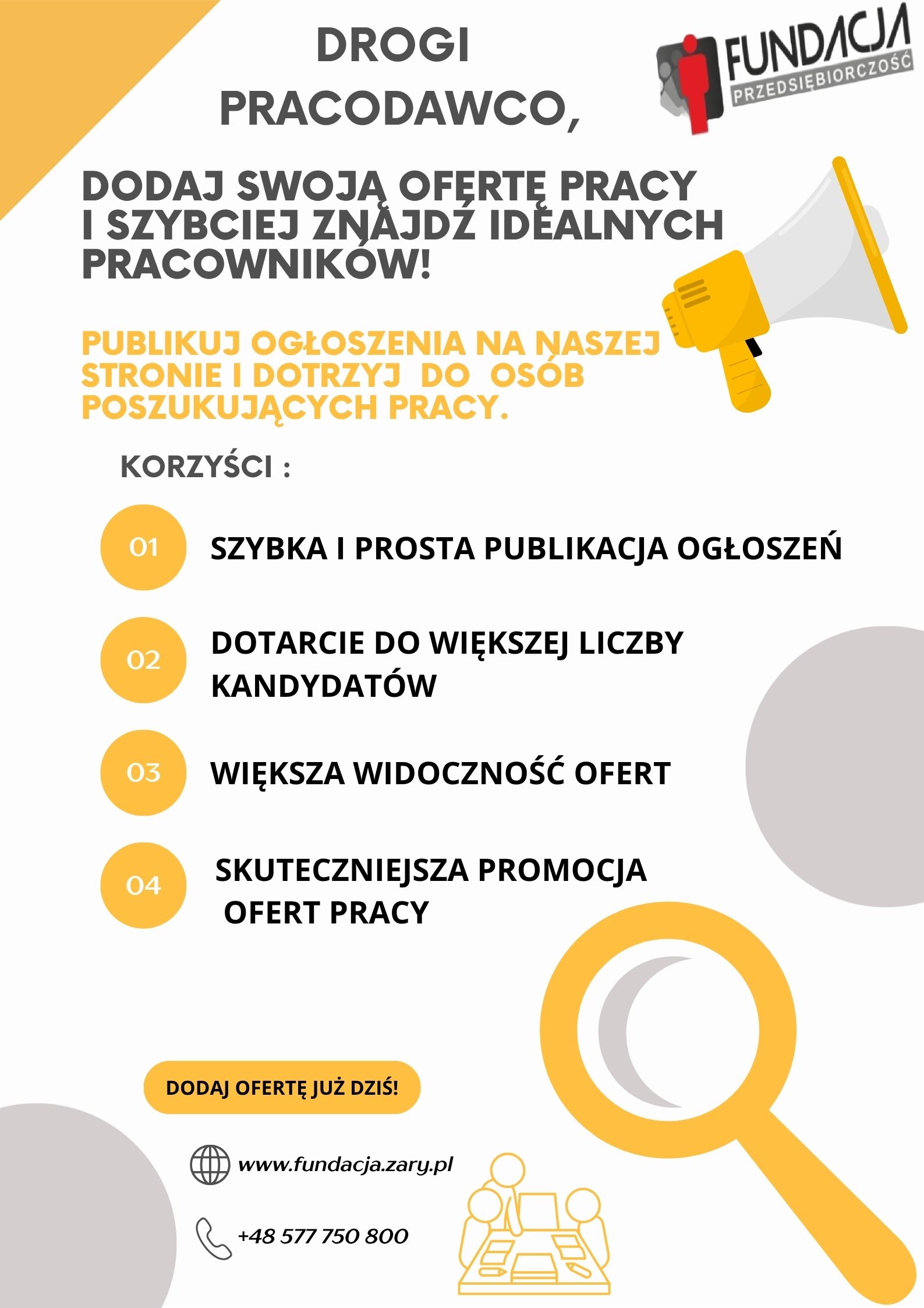 Pracodawco – dodaj ofertę pracy